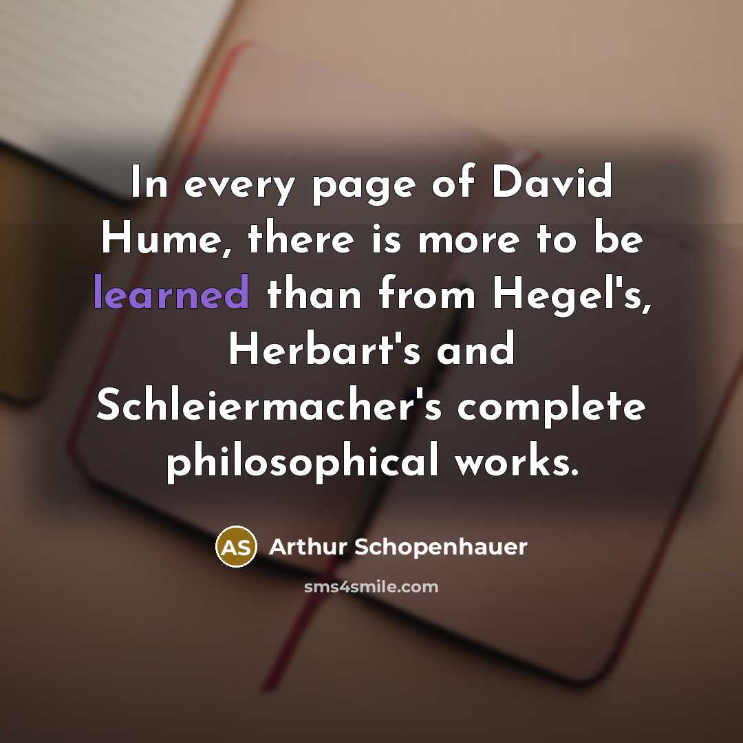 “In every page of David Hume, there is more to…” quote by Arthur Schopenhauer