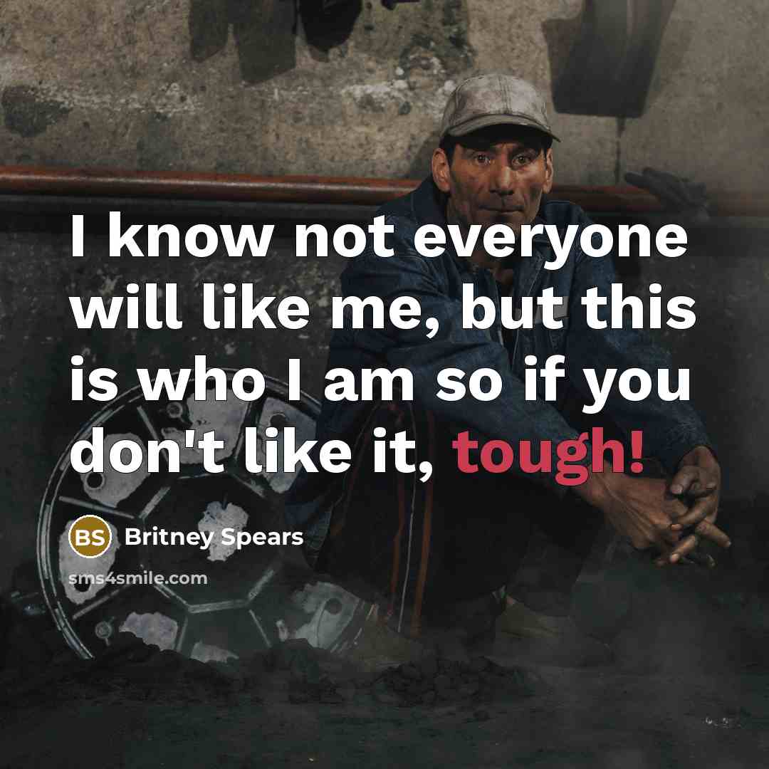 “I know not everyone will like me, but this is who I am so if you don't like it, tough!” quote by Britney Spears