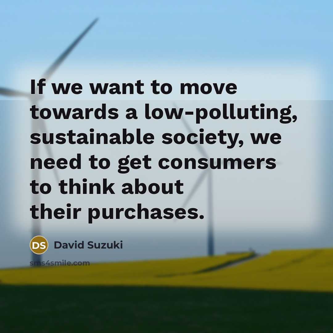 “If we want to move towards a low-polluting, sustainable society,…” quote by David Suzuki
