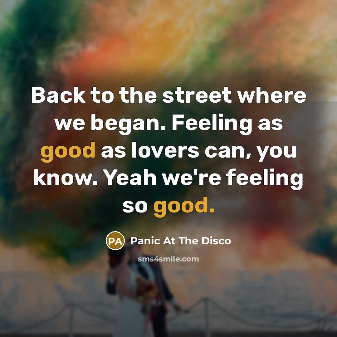 “Back to the street where we began. Feeling as good…” quote by Panic At The Disco