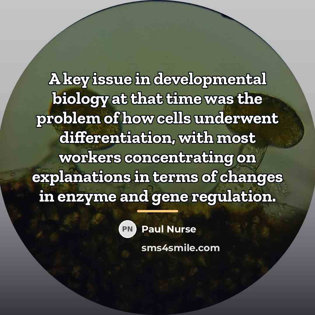 “A key issue in developmental biology at that time was…” quote by Paul Nurse