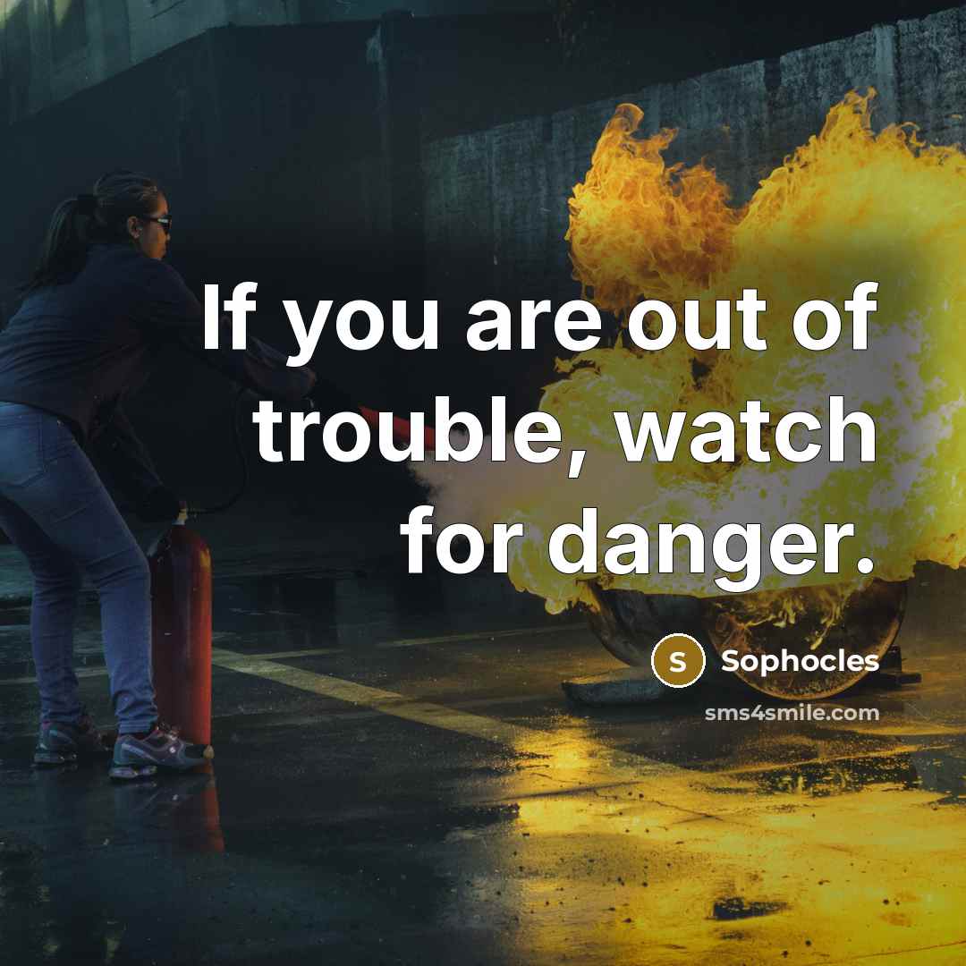 “If you are out of trouble, watch for danger.…” quote by Sophocles