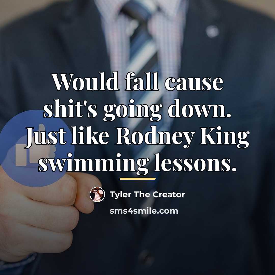 “Would fall cause shit's going down. Just like Rodney King…” quote by Tyler The Creator