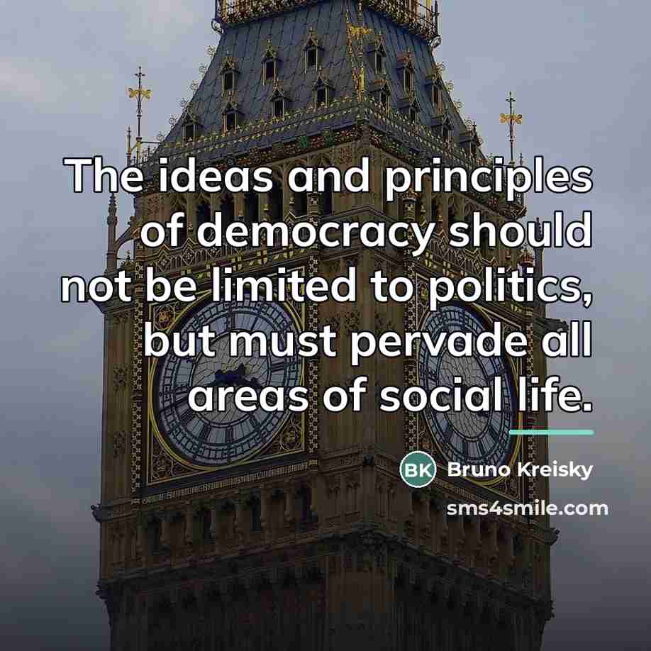 “The ideas and principles of democracy should not be limited…” quote by Bruno Kreisky