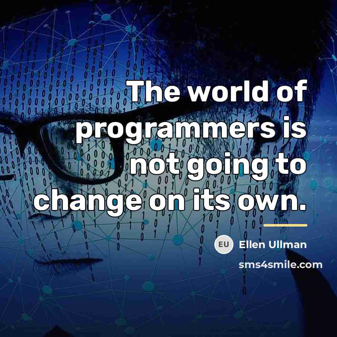 “The world of programmers is not going to change on…” quote by Ellen Ullman