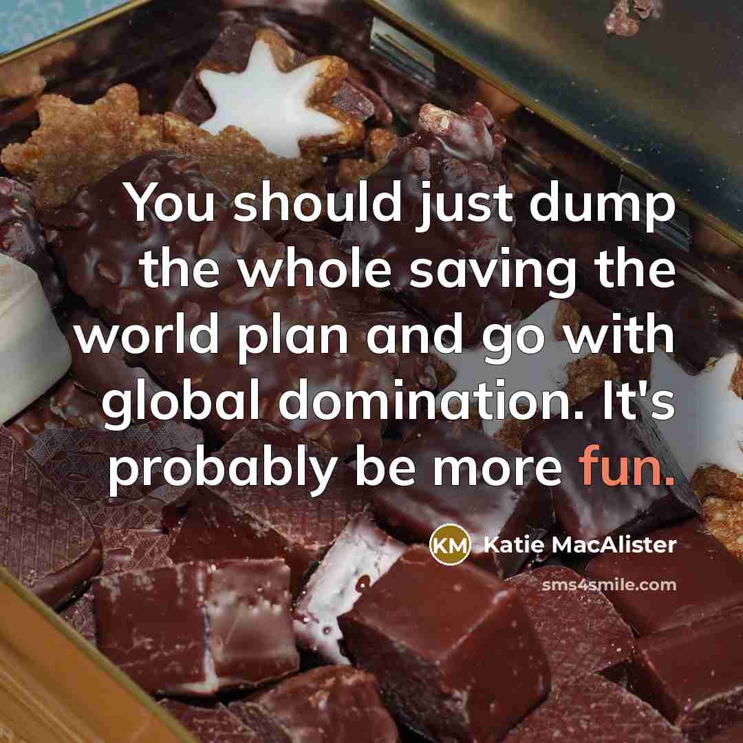 “You should just dump the whole saving the world plan…” quote by Katie MacAlister
