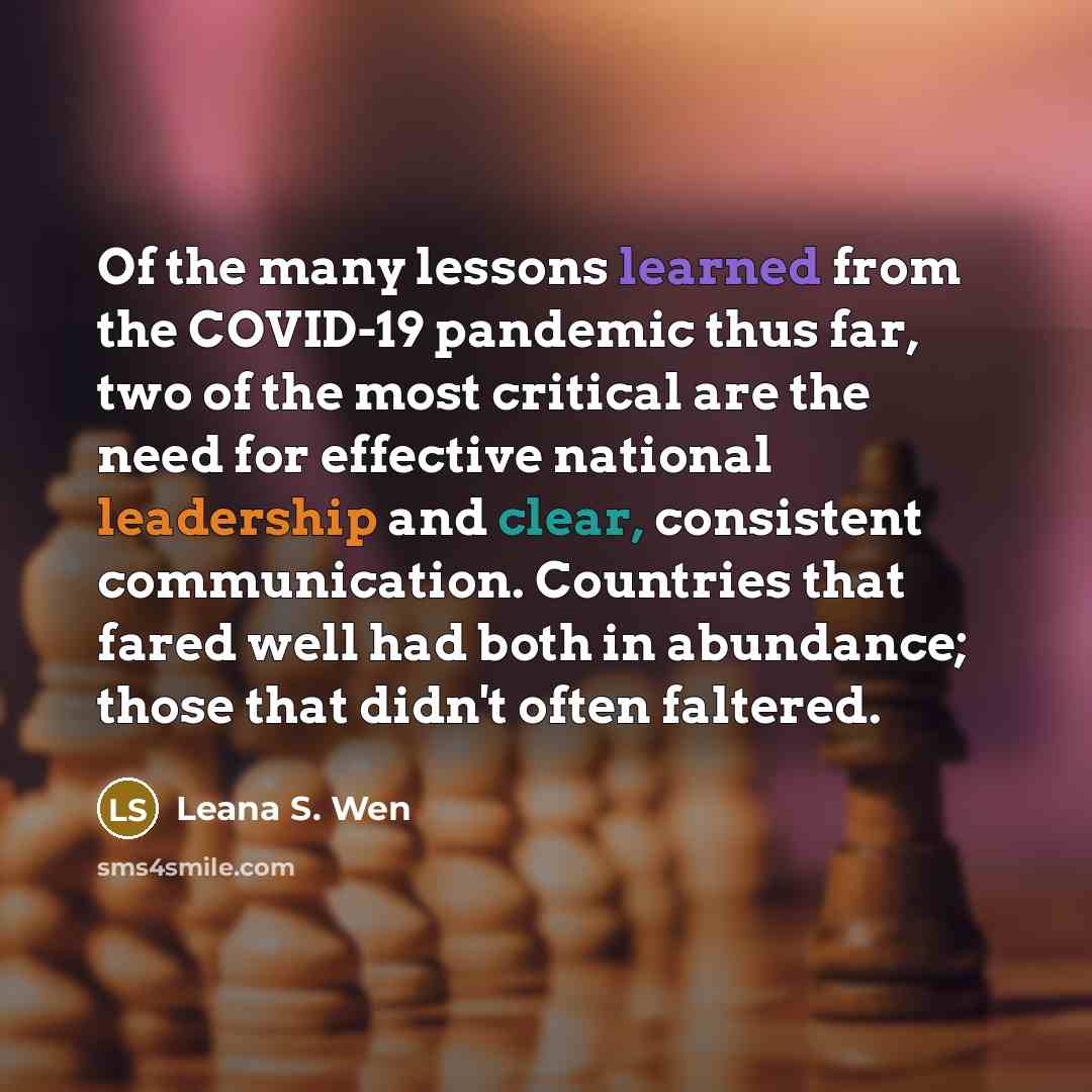 “Of the many lessons learned from the COVID-19 pandemic thus…” quote by Leana S. Wen