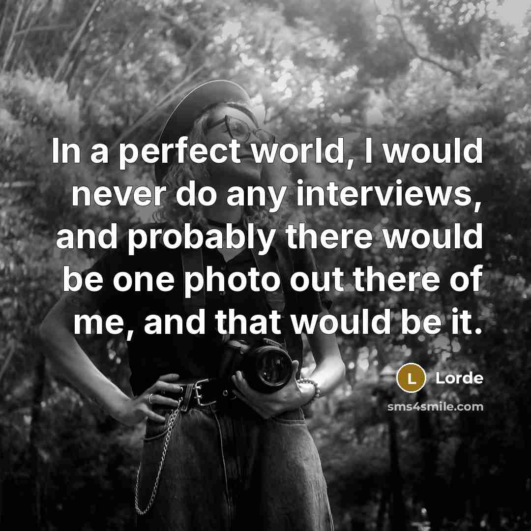 “In a perfect world, I would never do any interviews,…” quote by Lorde