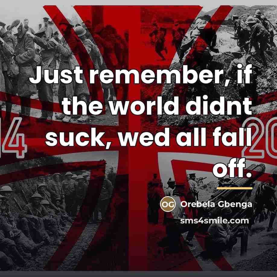 “Just remember, if the world didnt suck, wed all fall…” quote by Orebela Gbenga