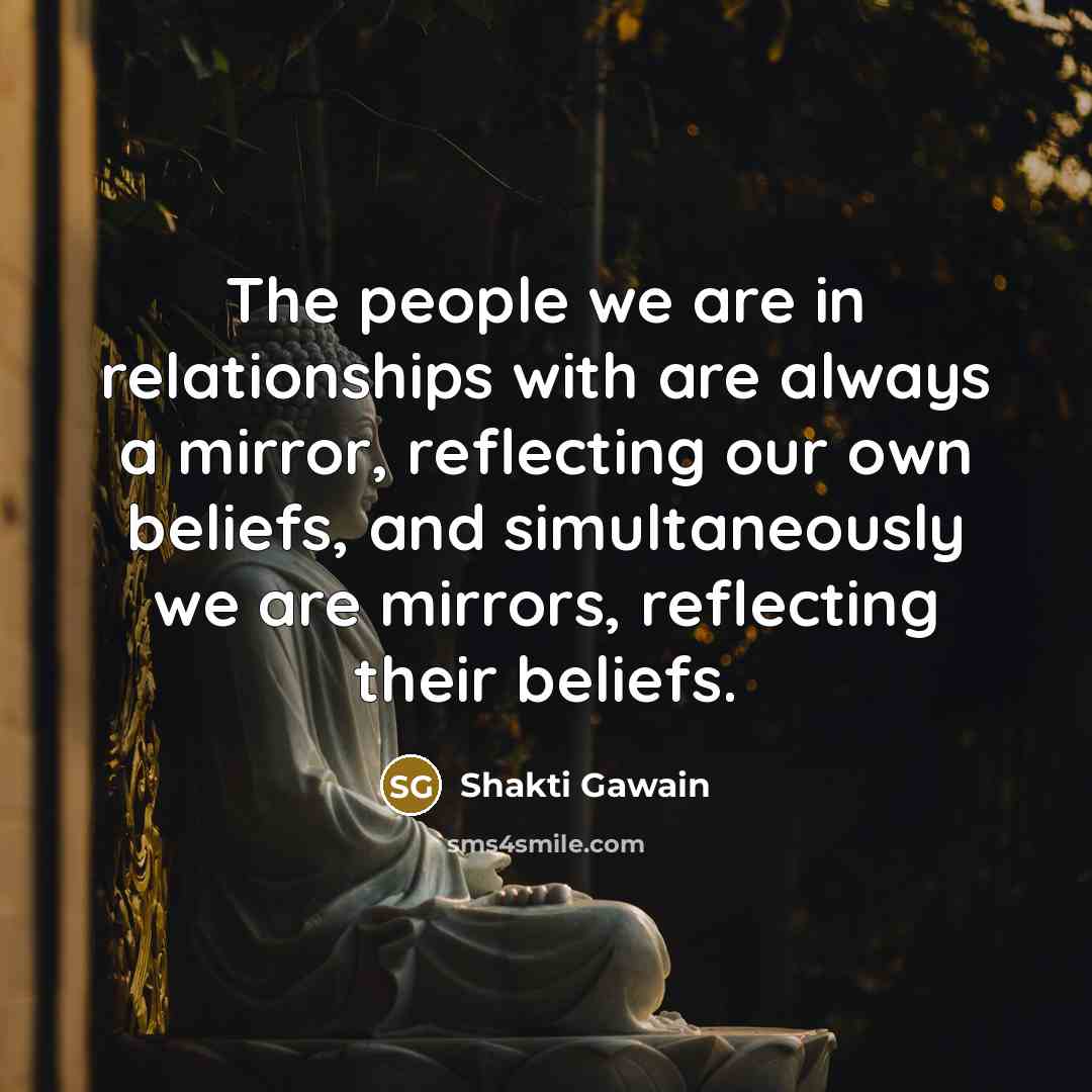 “The people we are in relationships with are always a…” quote by Shakti Gawain