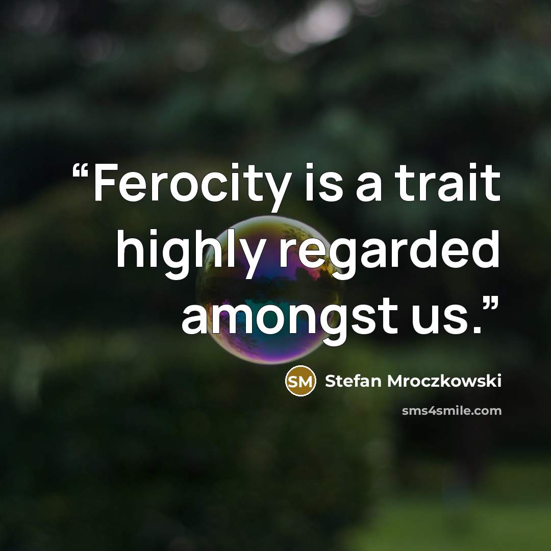“Ferocity is a trait highly regarded amongst us.” quote by Stefan Mroczkowski