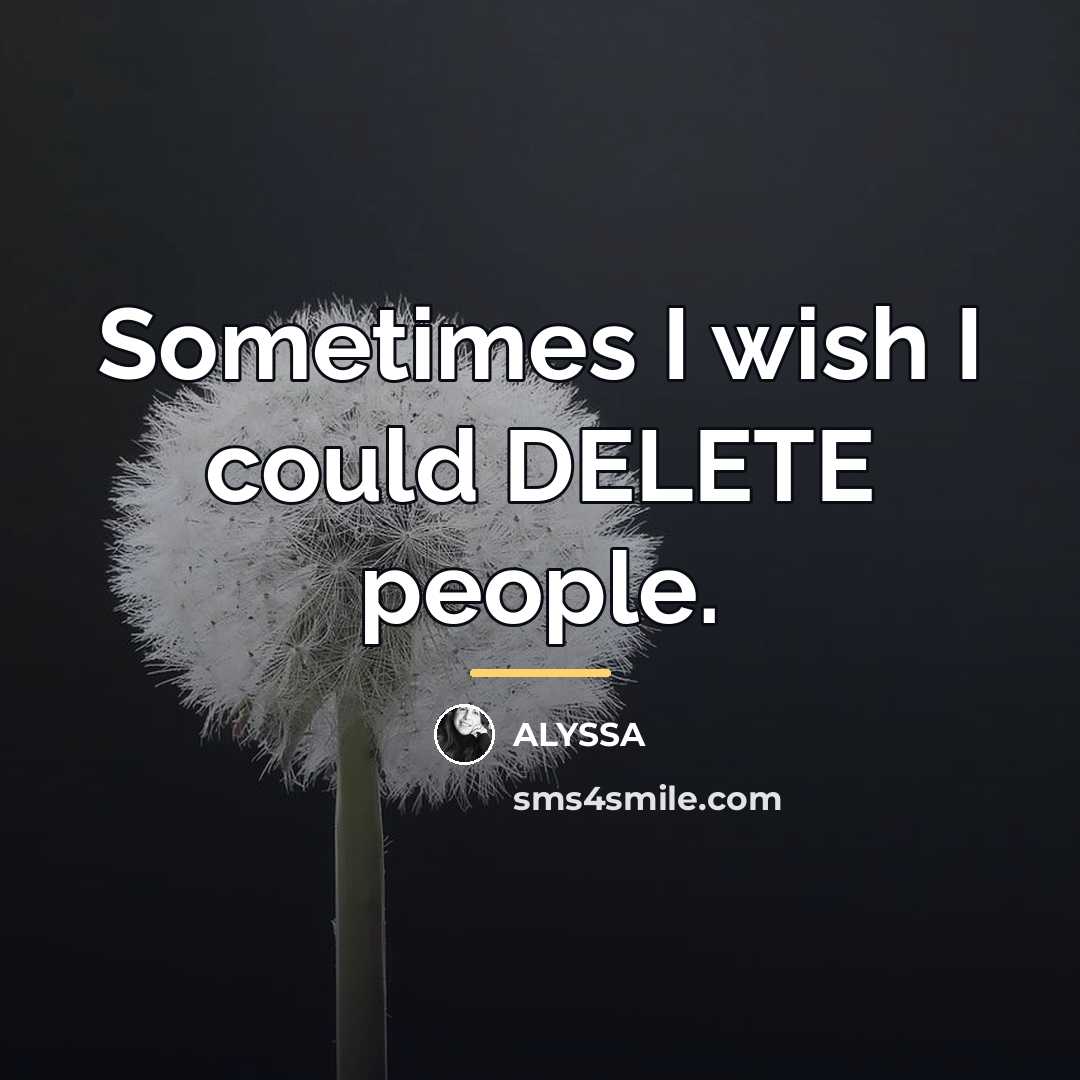 “Sometimes I wish I could DELETE people.…” quote by ALYSSA