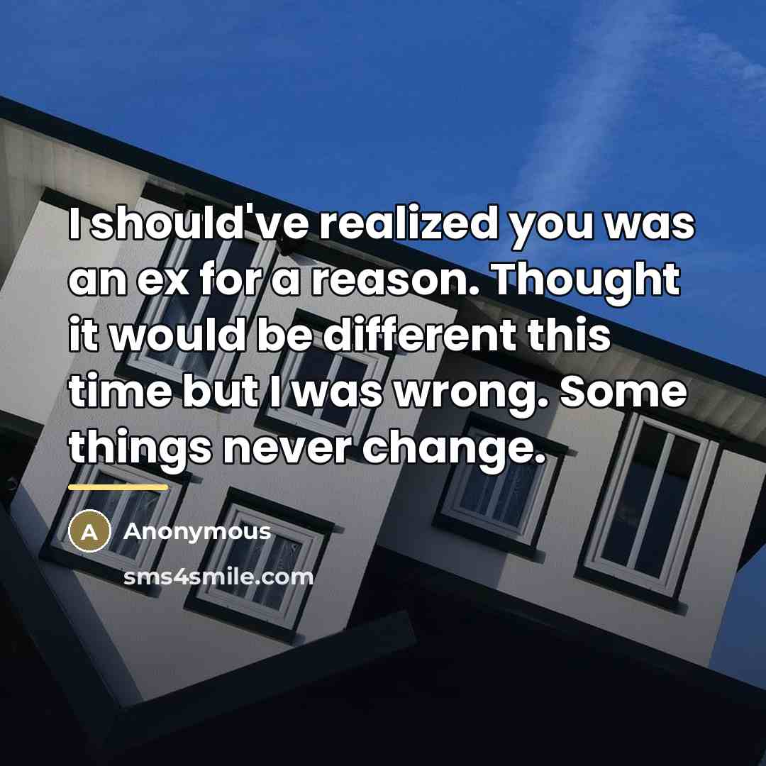 “I should've realized you was an ex for a reason.…” quote by Anonymous