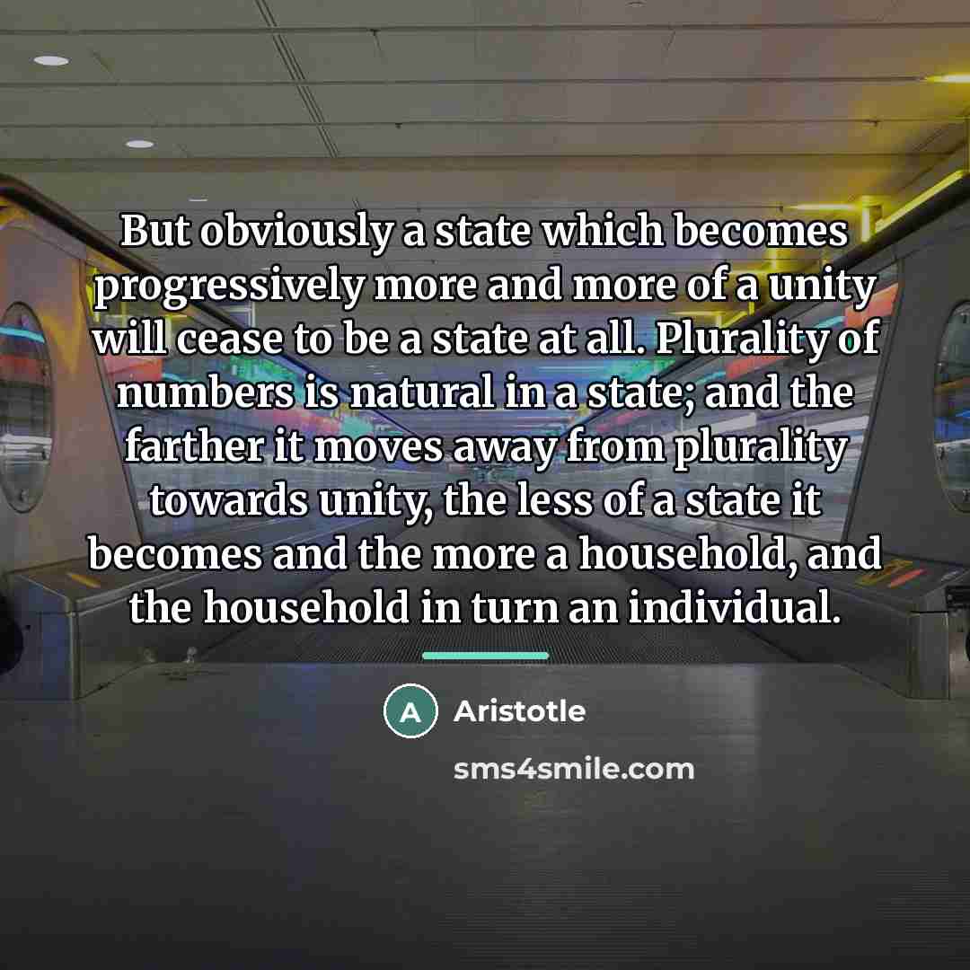 “But obviously a state which becomes progressively more and more…” quote by Aristotle