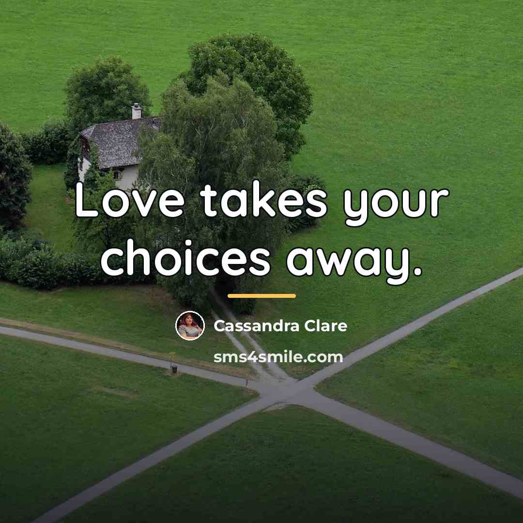 “Love takes your choices away.…” quote by Cassandra Clare