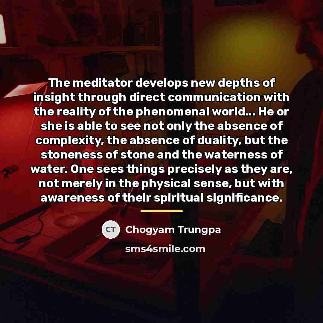 “The meditator develops new depths of insight through direct communication…” quote by Chogyam Trungpa