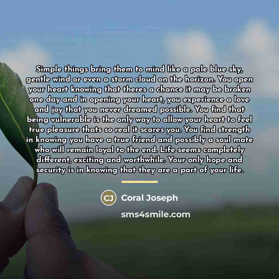 “Simple things bring them to mind like a pale blue…” quote by Coral Joseph