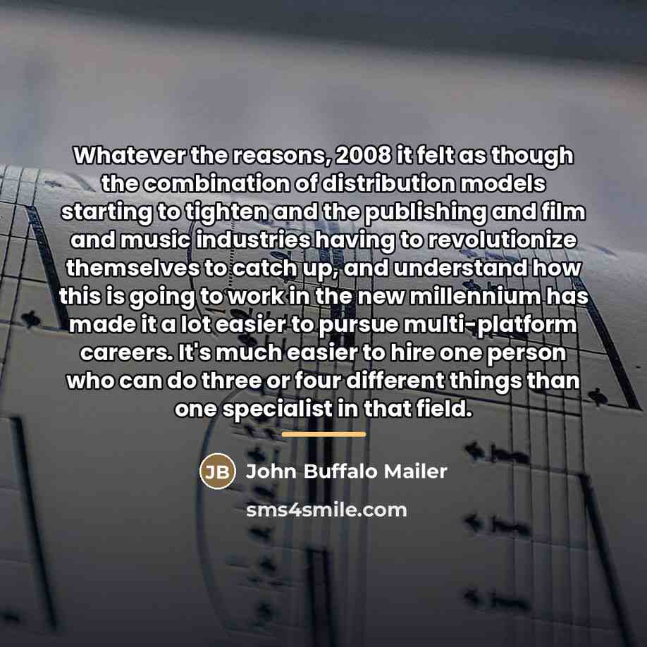 “Whatever the reasons, 2008 it felt as though the combination…” quote by John Buffalo Mailer