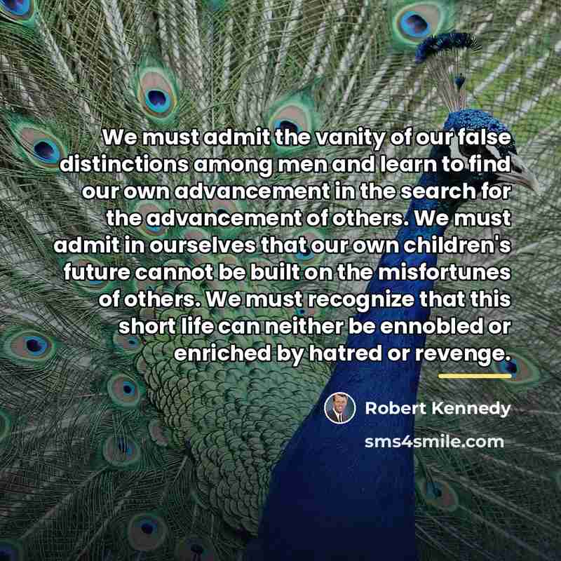 “We must admit the vanity of our false distinctions among…” quote by Robert Kennedy