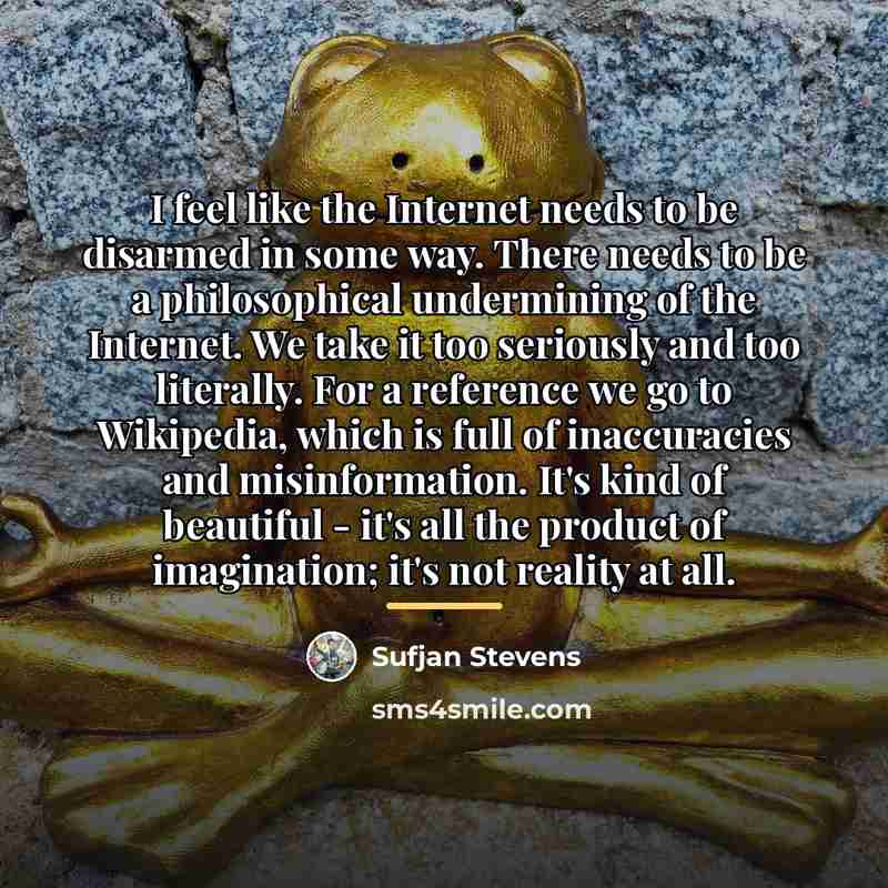 “I feel like the Internet needs to be disarmed in…” quote by Sufjan Stevens