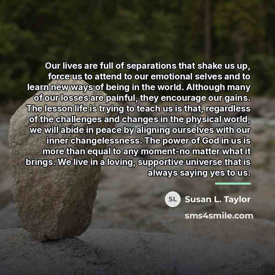“Our lives are full of separations that shake us up,…” quote by Susan L. Taylor