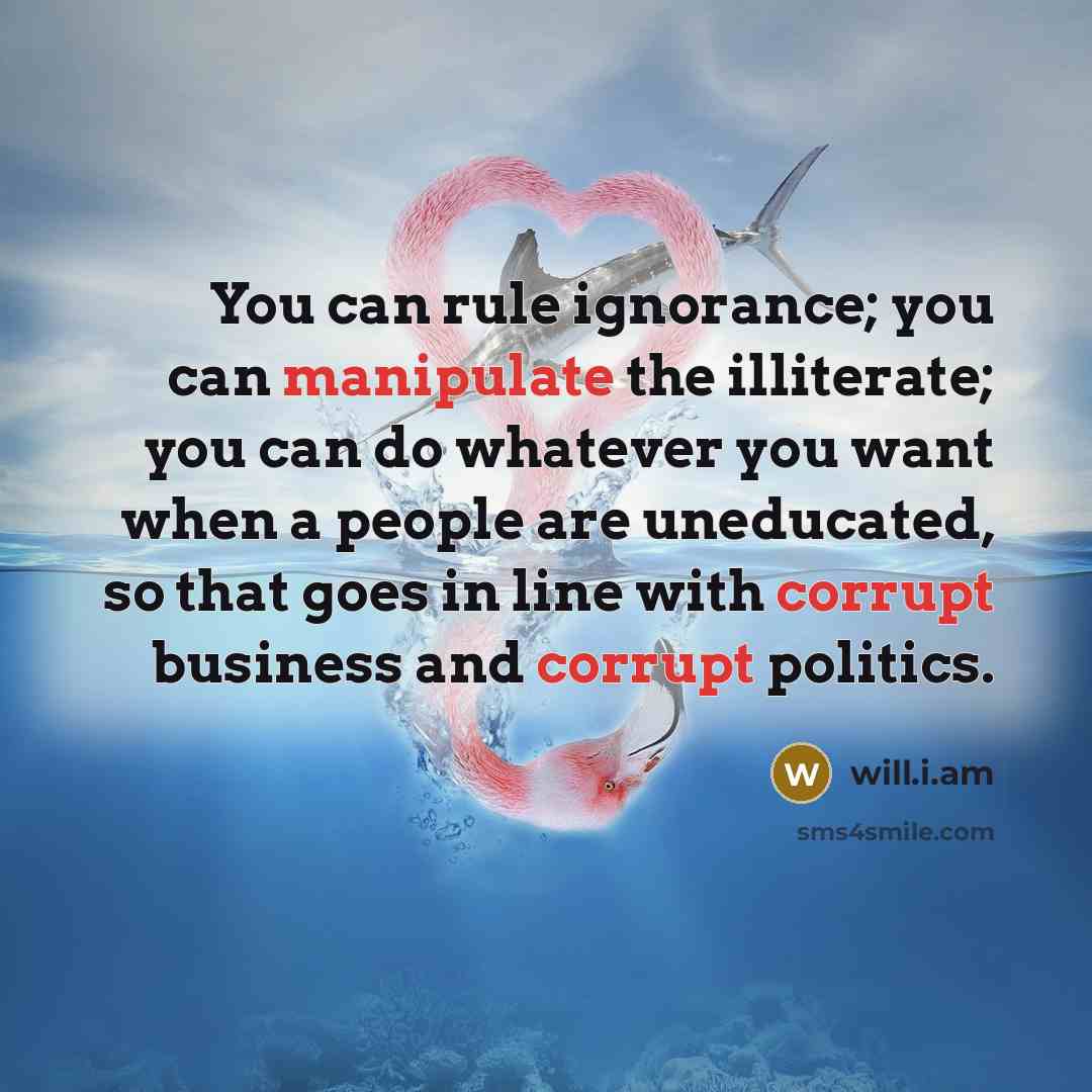 “You can rule ignorance; you can manipulate the illiterate; you…” quote by will.i.am