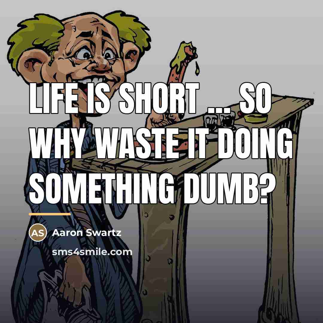 “Life is short ... so why waste it doing something…” quote by Aaron Swartz