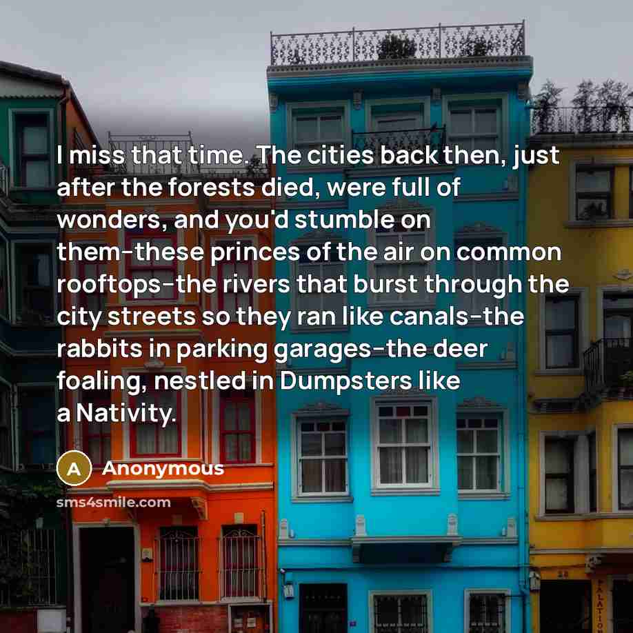 “I miss that time. The cities back then, just after…” quote by Anonymous
