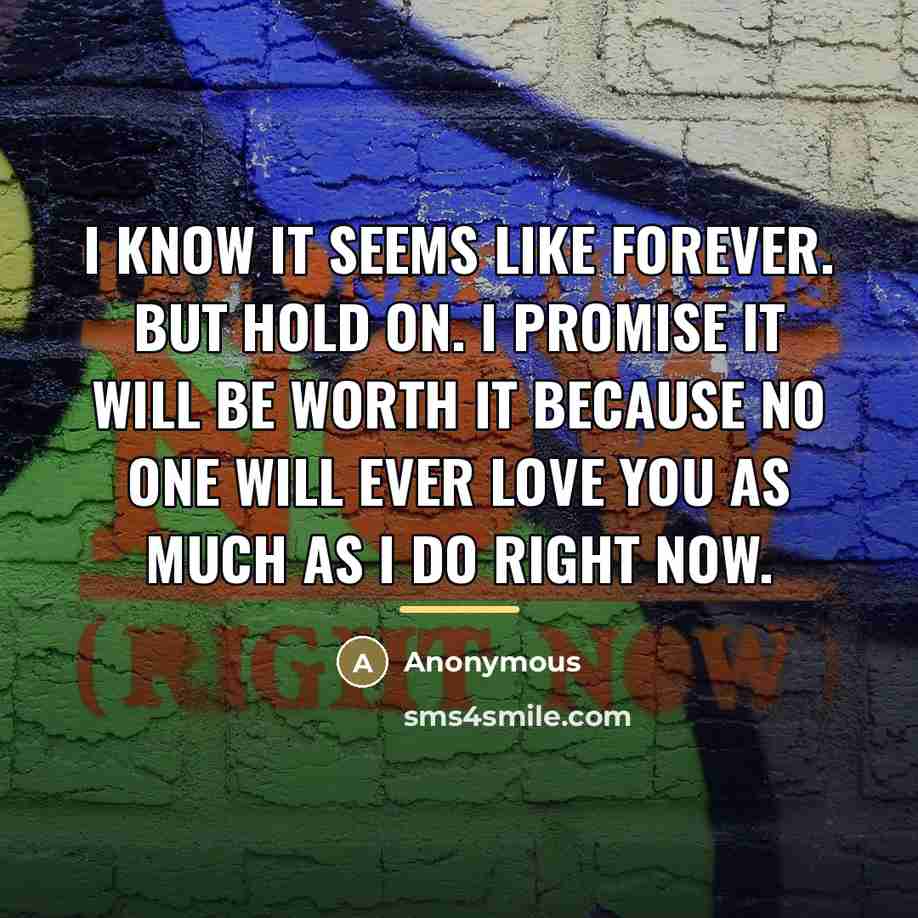 “I know it seems like forever. But hold on. I…” quote by Anonymous