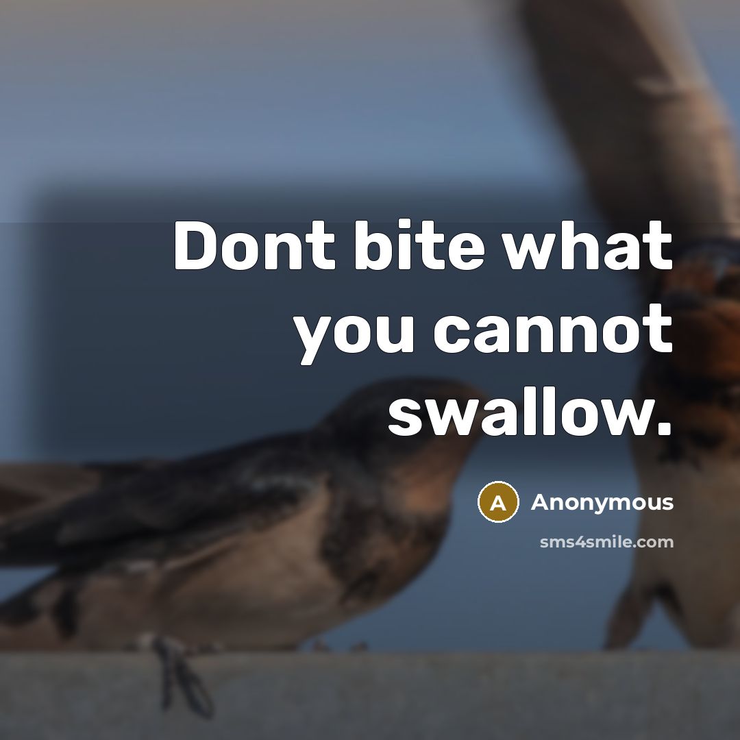 “Dont bite what you cannot swallow.” quote by Anonymous
