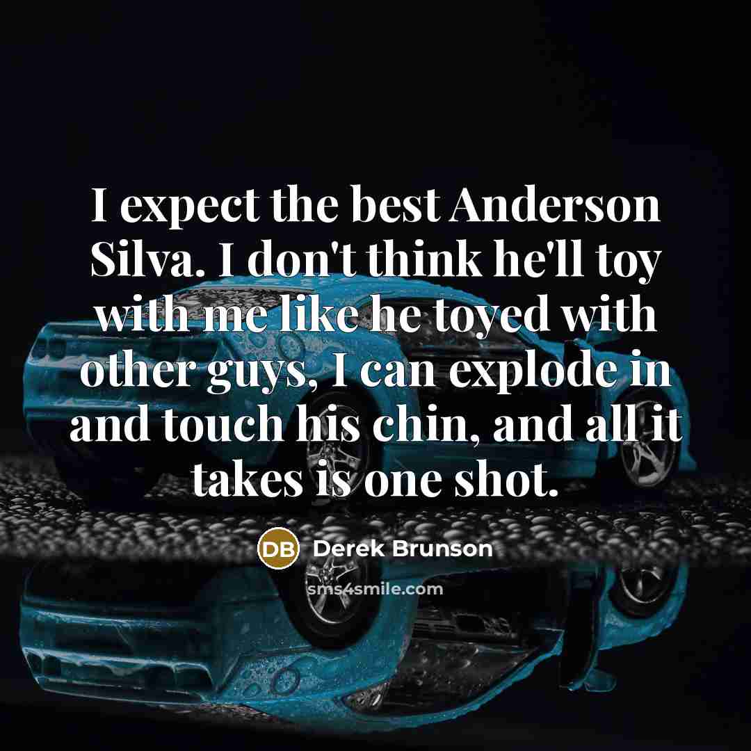 “I expect the best Anderson Silva. I don't think he'll toy with me like he toyed with other guys, I can explode in and touch his chin, and all it takes is one shot.” quote by Derek Brunson