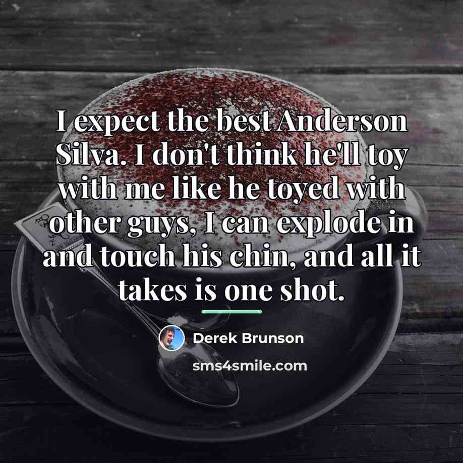 “I expect the best Anderson Silva. I don't think he'll…” quote by Derek Brunson