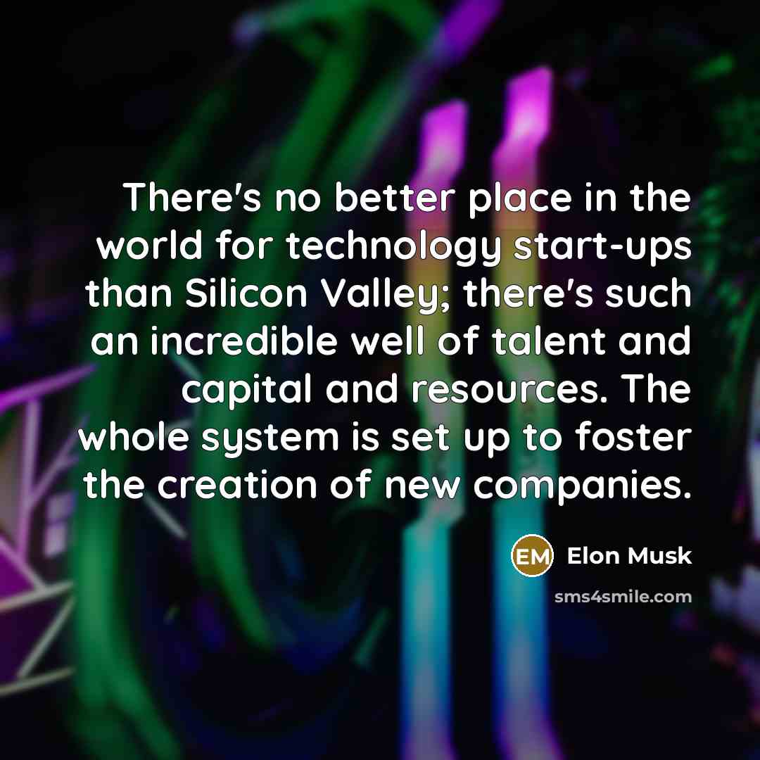 “There's no better place in the world for technology start-ups…” quote by Elon Musk
