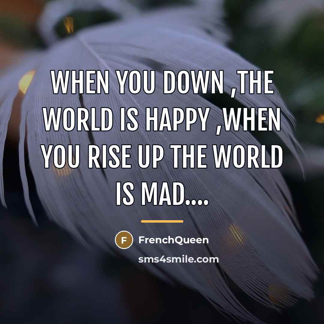 “When you down ,the world is happy ,when you rise…” quote by FrenchQueen