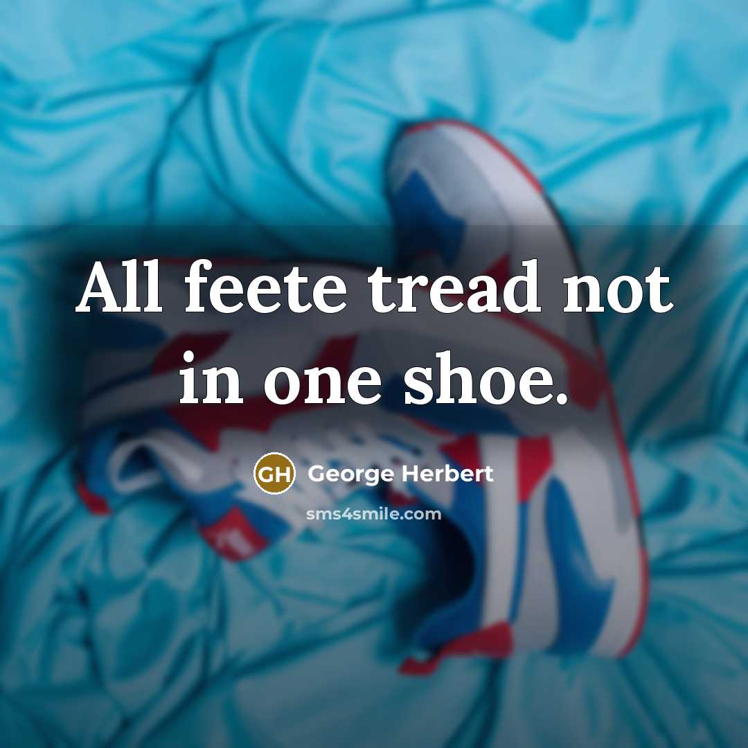 “All feete tread not in one shoe.” quote by George Herbert