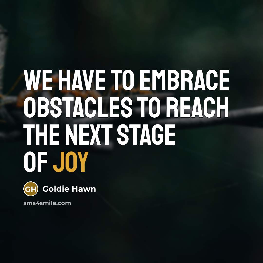 “We have to embrace obstacles to reach the next stage…” quote by Goldie Hawn