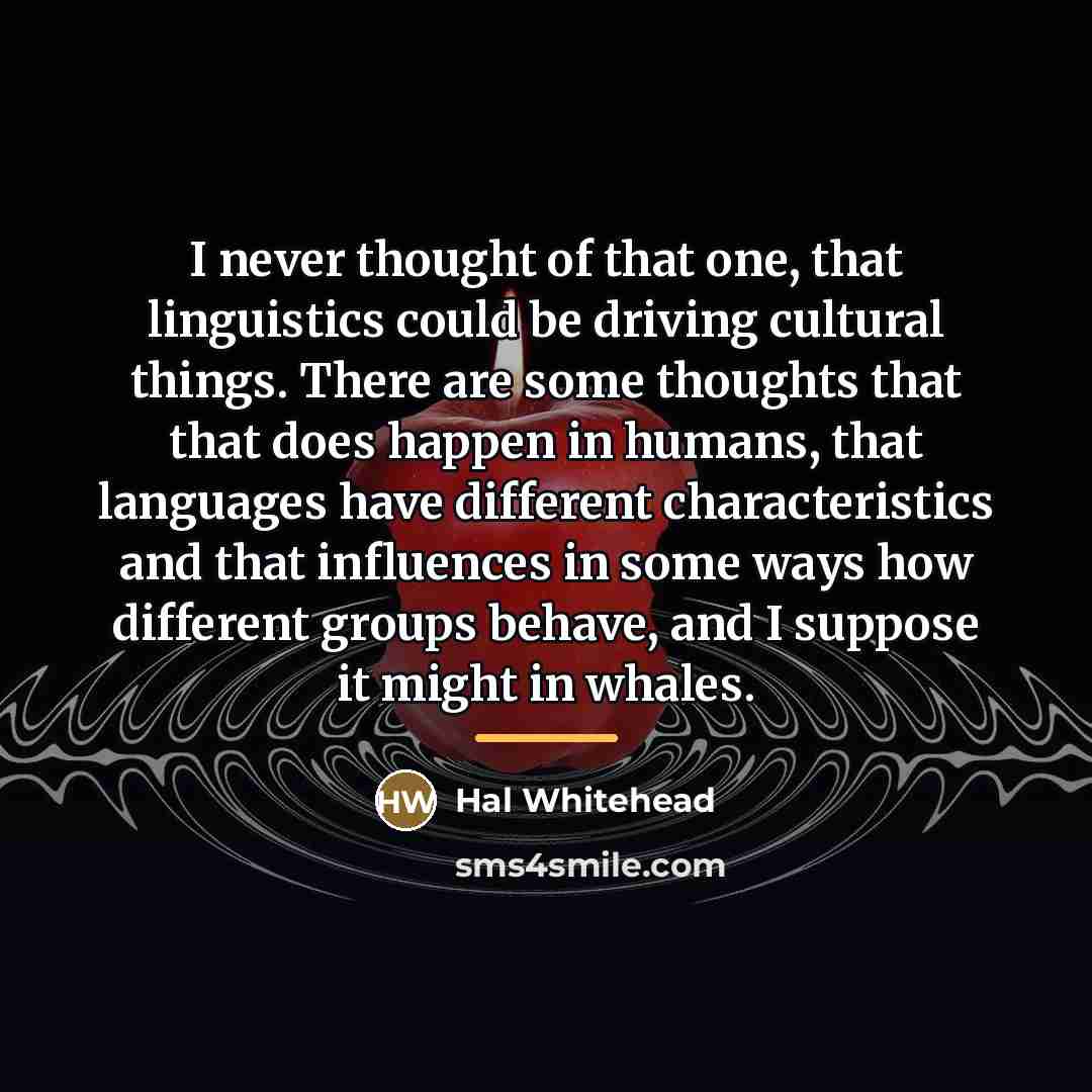 “I never thought of that one, that linguistics could be…” quote by Hal Whitehead
