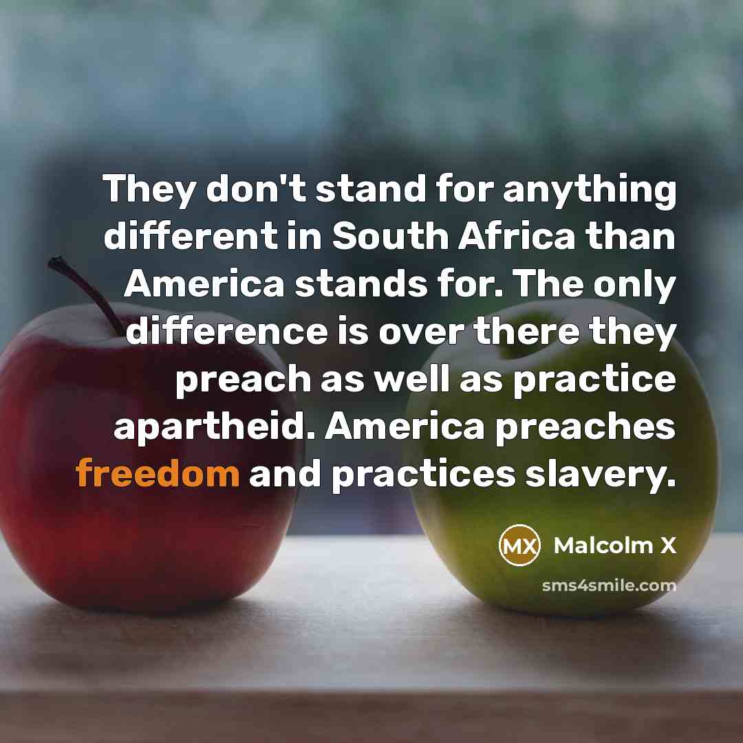 “They don't stand for anything different in South Africa than…” quote by Malcolm X