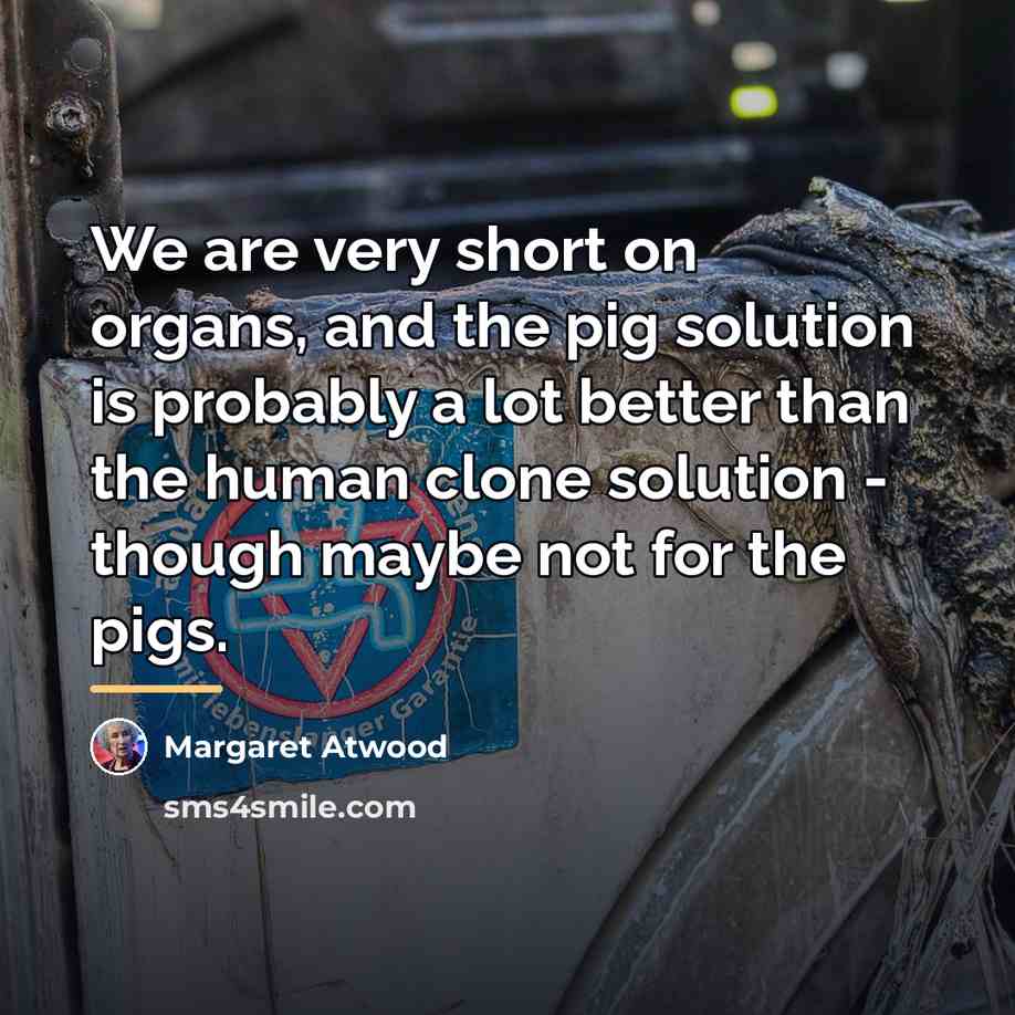 “We are very short on organs, and the pig solution…” quote by Margaret Atwood