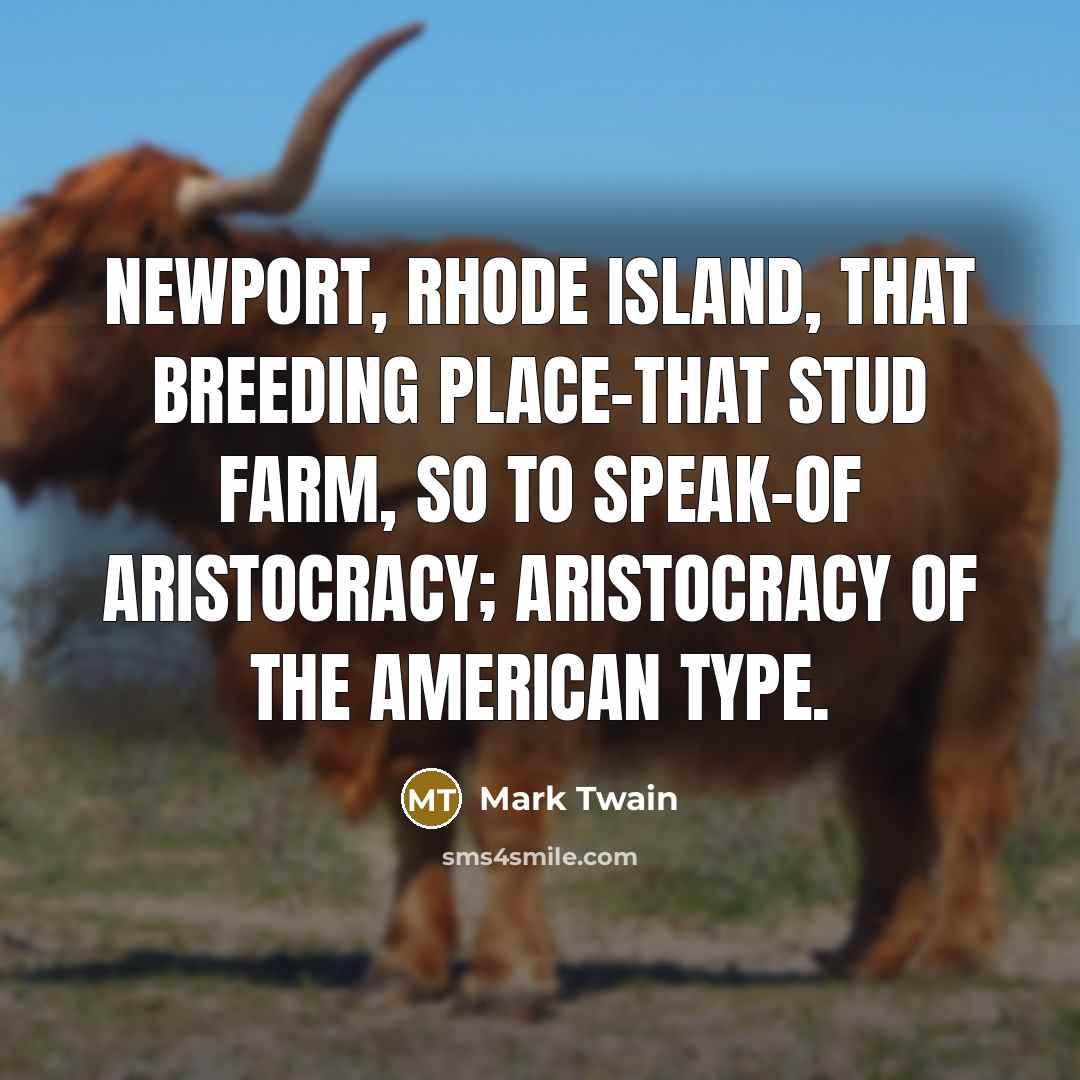 “Newport, Rhode Island, that breeding place-that stud farm, so to…” quote by Mark Twain