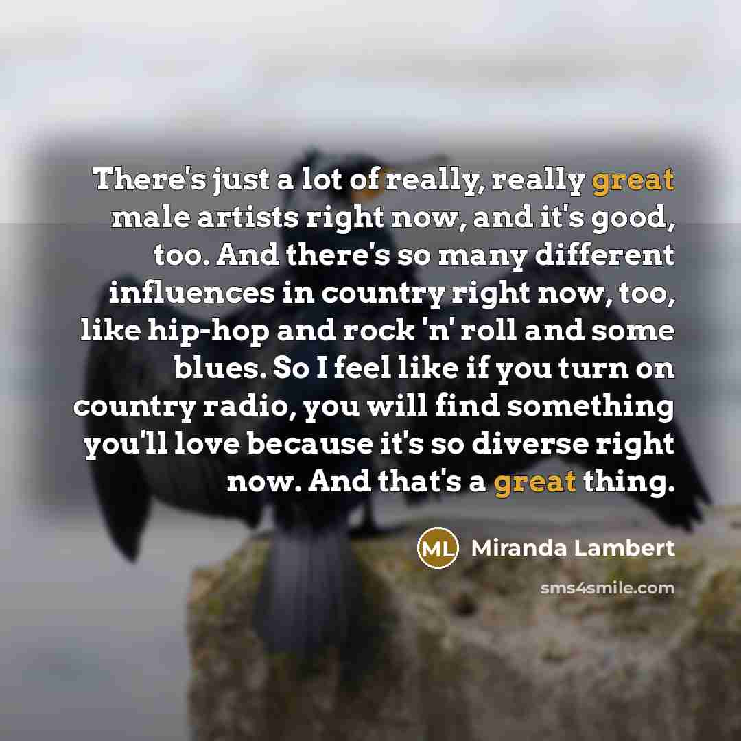 “There's just a lot of really, really great male artists…” quote by Miranda Lambert
