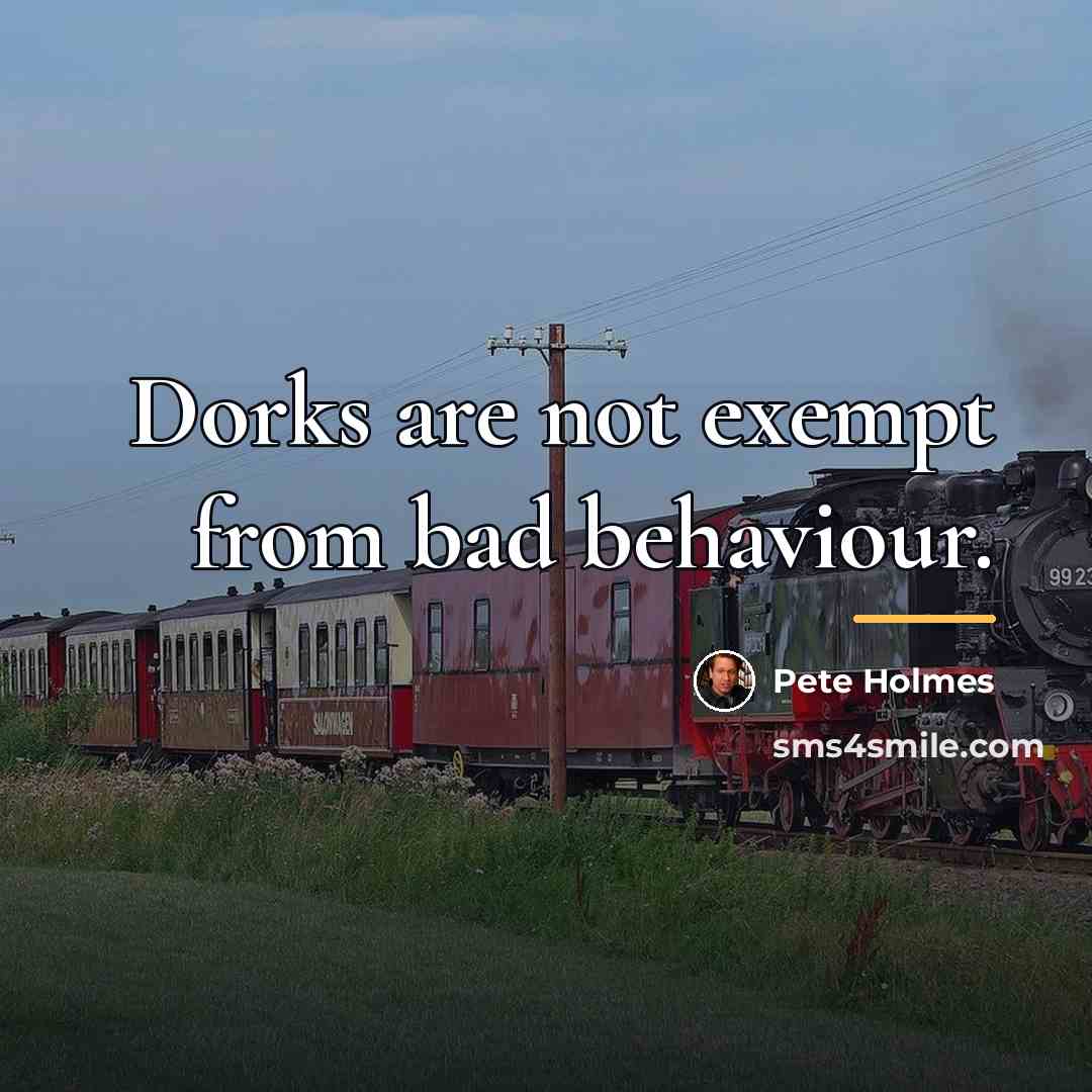 “Dorks are not exempt from bad behaviour.…” quote by Pete Holmes