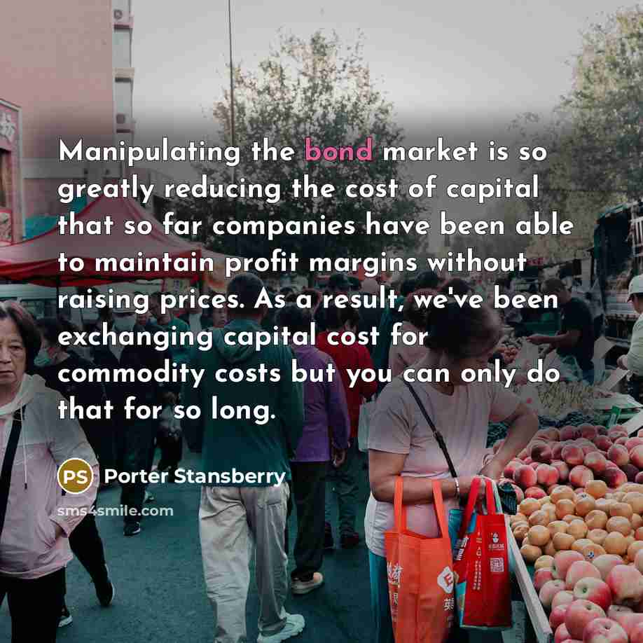 “Manipulating the bond market is so greatly reducing the cost…” quote by Porter Stansberry