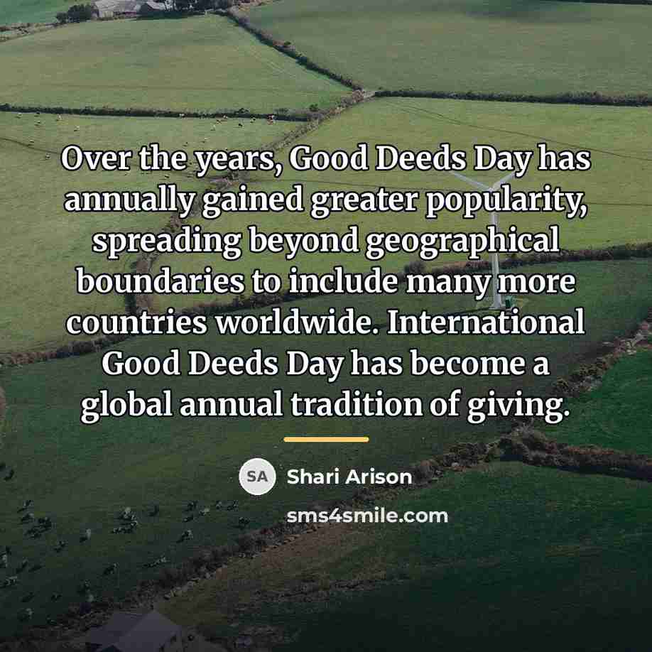 “Over the years, Good Deeds Day has annually gained greater…” quote by Shari Arison