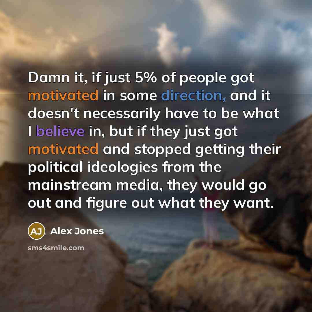 “Damn it, if just 5% of people got motivated in…” quote by Alex Jones