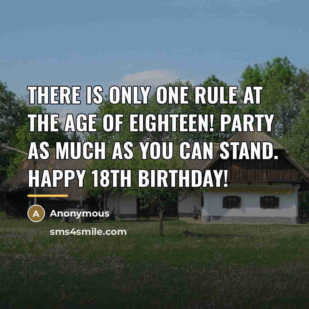 “There is only one rule at the age of eighteen!…” quote by Anonymous
