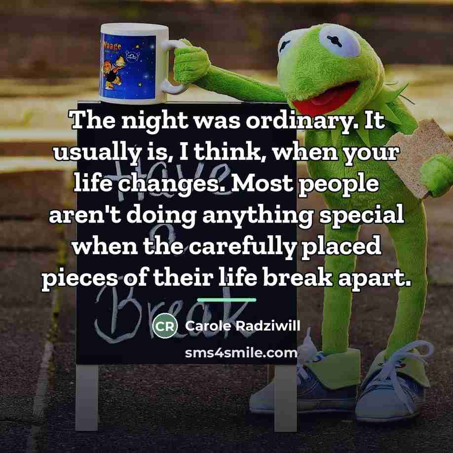 “The night was ordinary. It usually is, I think, when…” quote by Carole Radziwill