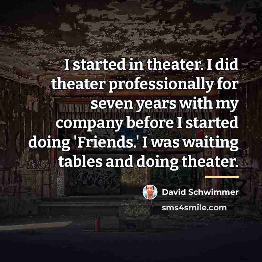 “I started in theater. I did theater professionally for seven…” quote by David Schwimmer