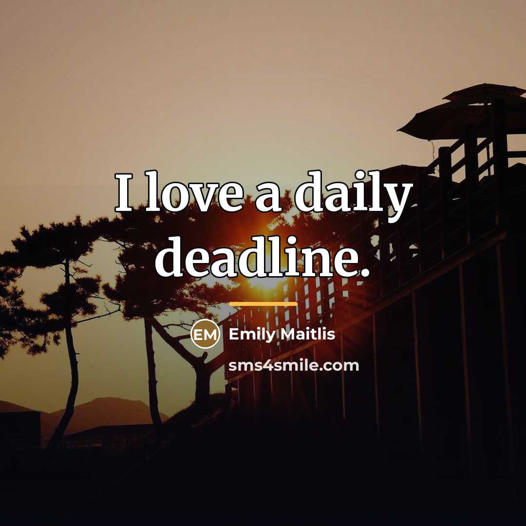 “I love a daily deadline.…” quote by Emily Maitlis