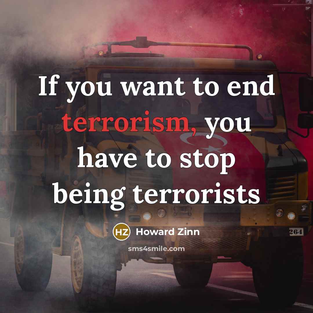 “If you want to end terrorism, you have to stop…” quote by Howard Zinn
